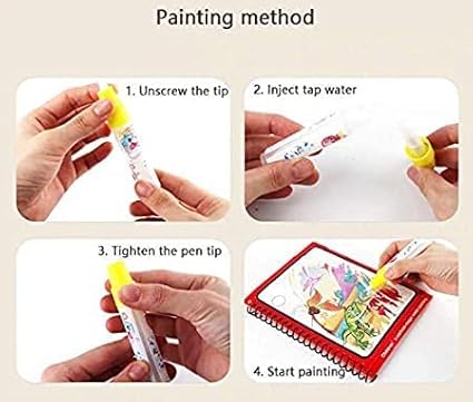 Magic Water Coloring Book with Magic Pen (Quick Dry)