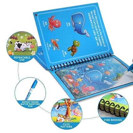 Magic Water Coloring Book with Magic Pen (Quick Dry)
