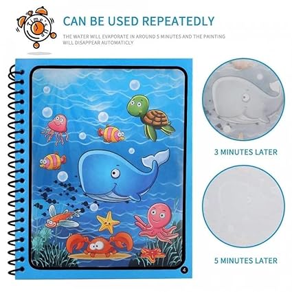 Magic Water Coloring Book with Magic Pen (Quick Dry)