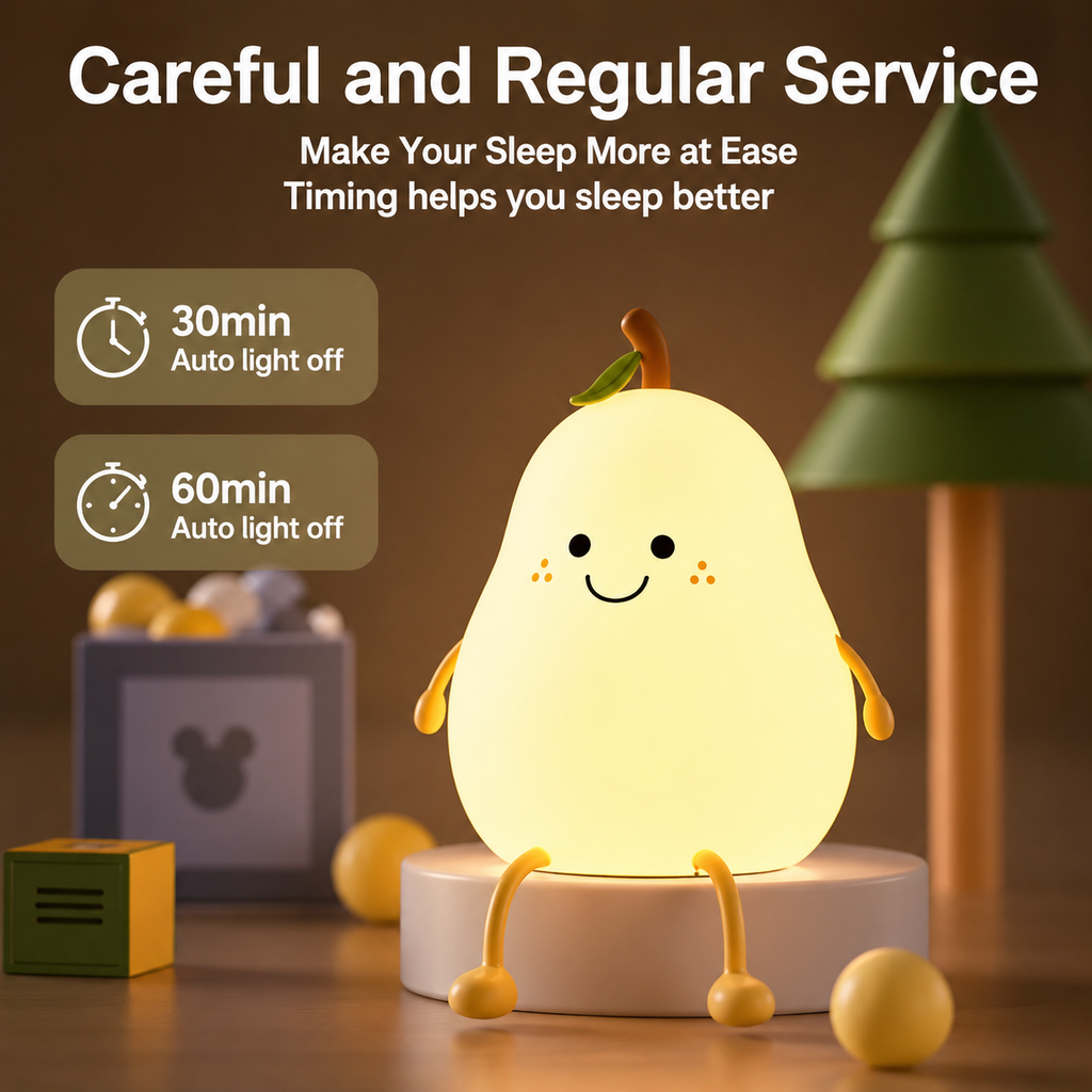 Cute Pear LED Silicone Night Lamp with Wobbling Legs