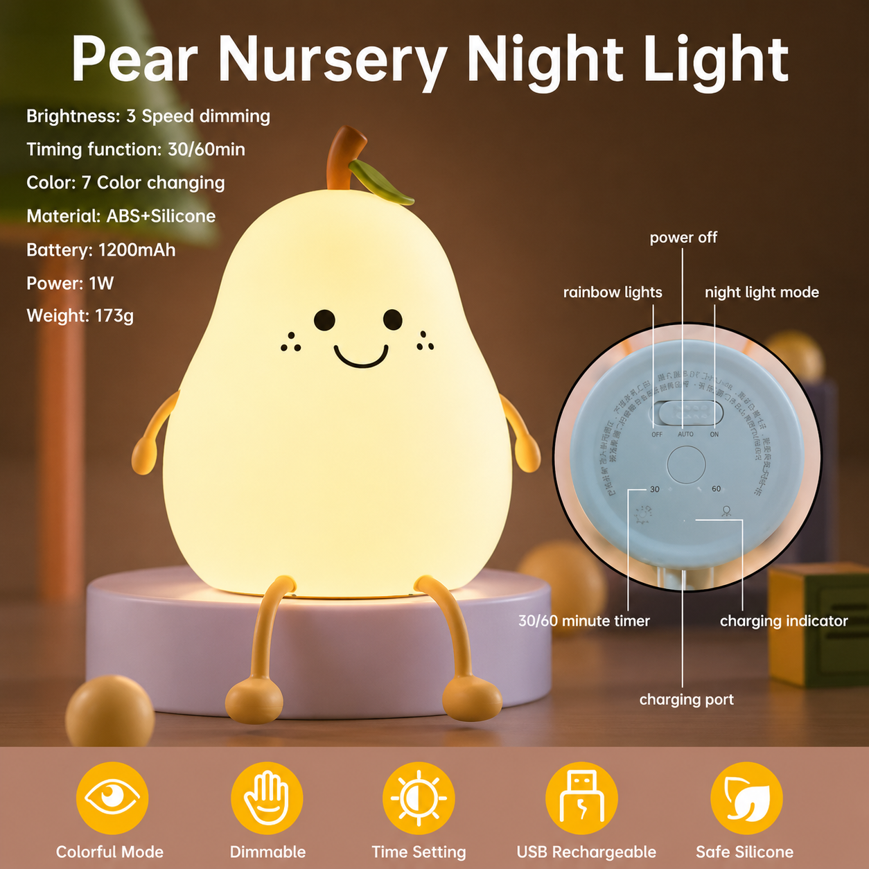 Cute Pear Night Lamp