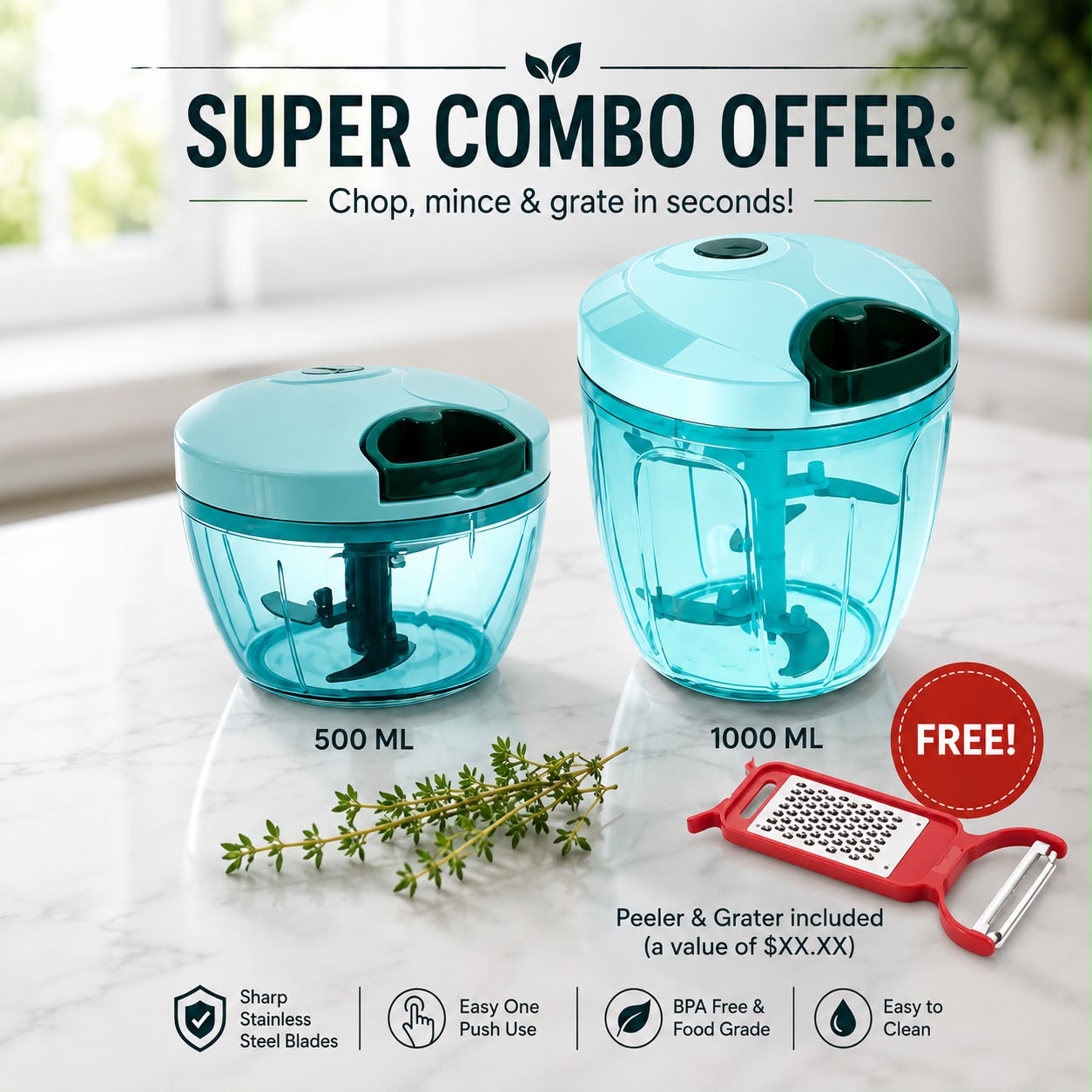 500ml + 1000ml Chopper Combo